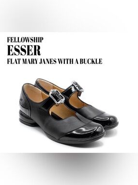 Fluevog NEARLY NEW Fellowship Esser black vegan Mary Jane flat -6 (fits 5.5)